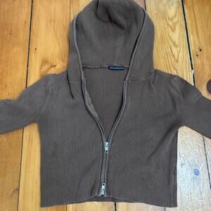 Brown brandy melville cropped zip up